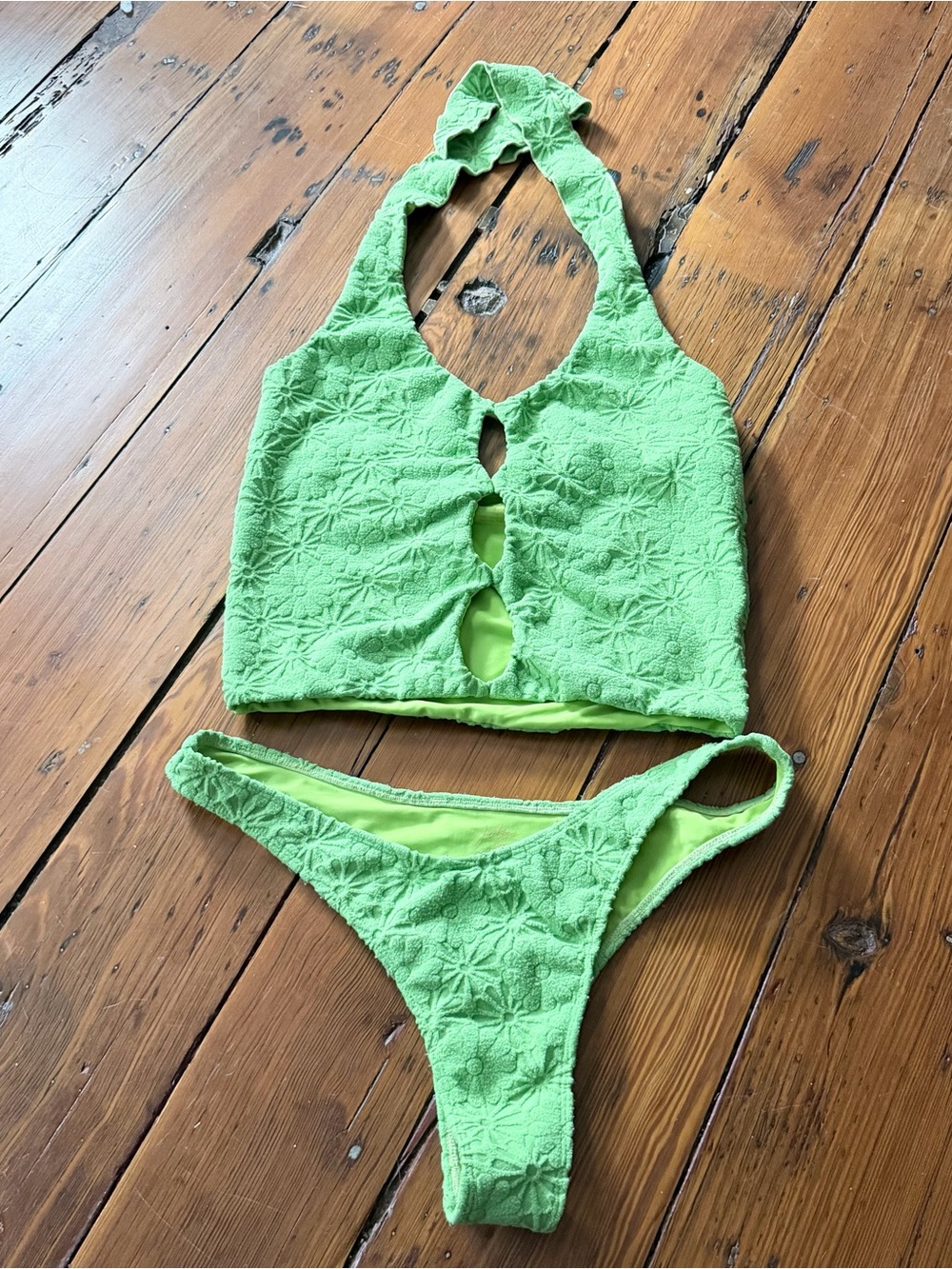 Anthropologie By Together Green Textured Halter Bikini Set – Size S/M